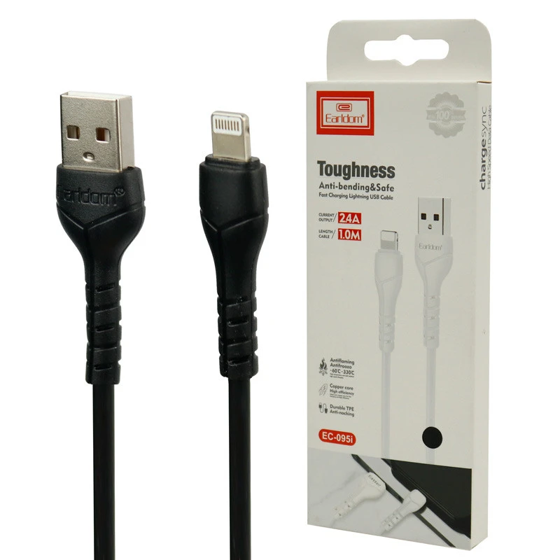 کابل لایتنینگ فست شارژ ارلدام Earldom EC-095i 2.4A 1m