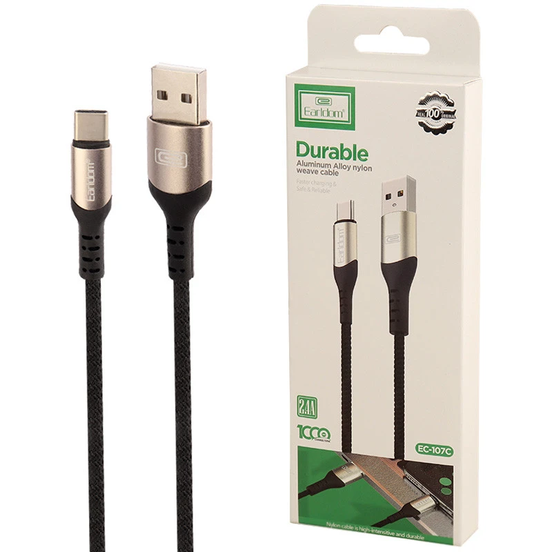 کابل تایپ سی فست شارژ ارلدام Earldom EC-107C 2.4A 1m