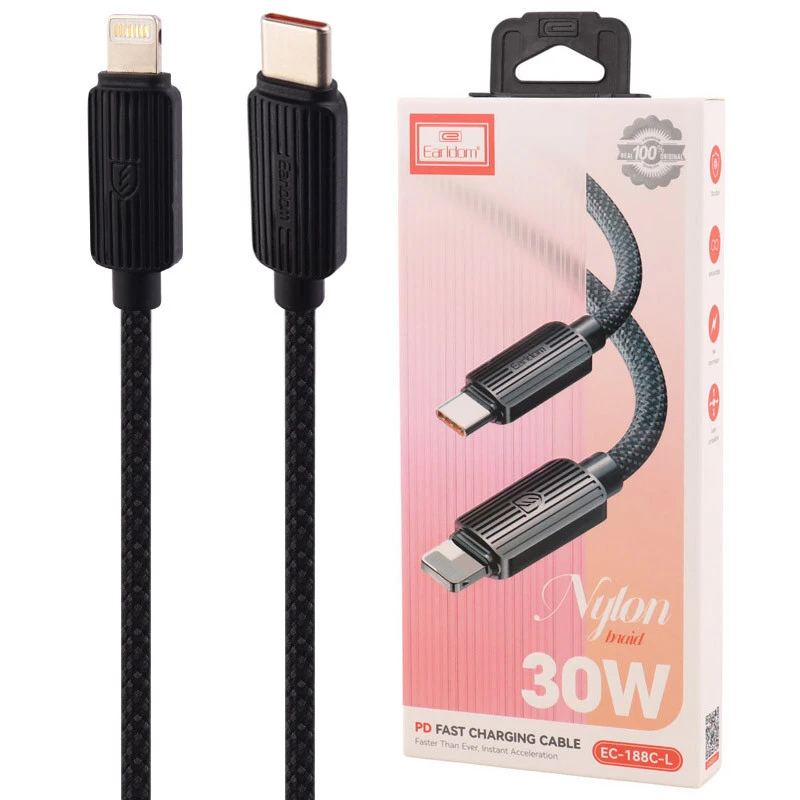 کابل تایپ سی به لایتنینگ فست شارژ ارلدام Earldom EC-188C-L Type-C To Lightning PD 30W 1m
