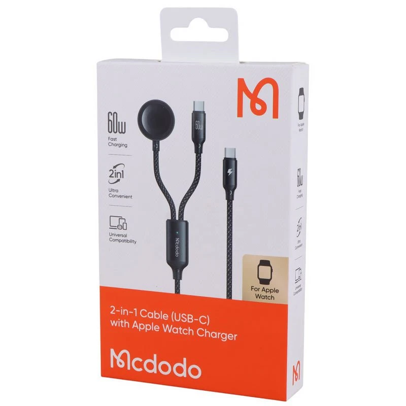 کابل دو سر تایپ سی و شارژر اپل واچ مک دودو Mcdodo CA-220 Cable Wireless Charger توان 60 وات