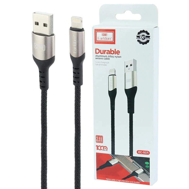 کابل لایتنینگ فست شارژ ارلدام Earldom EC-107I 2.4A 1m