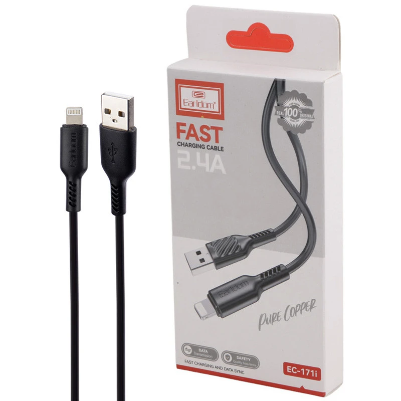 کابل لایتنینگ فست شارژ ارلدام Earldom EC-171i 2.4A 1m