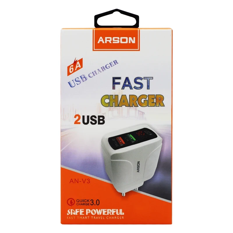 شارژر دیواری فست شارژ آرسون Arson AN-V3 به همراه کابل تبدیل USB به TYPE-C