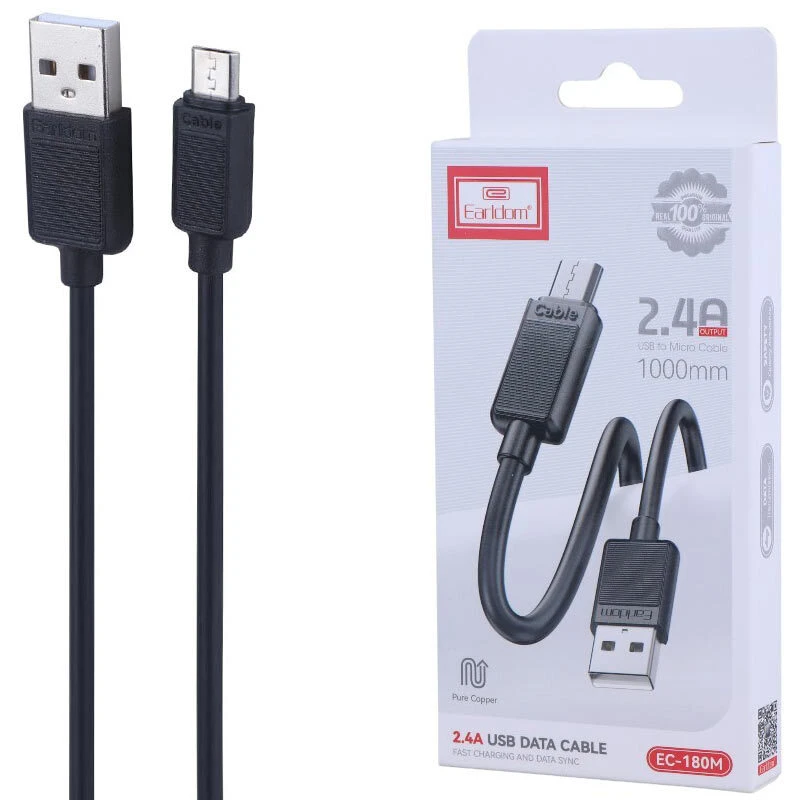 کابل میکرو یو اس بی فست شارژ 2.4 آمپر ارلدام Earldom EC-180M طول 1 متر