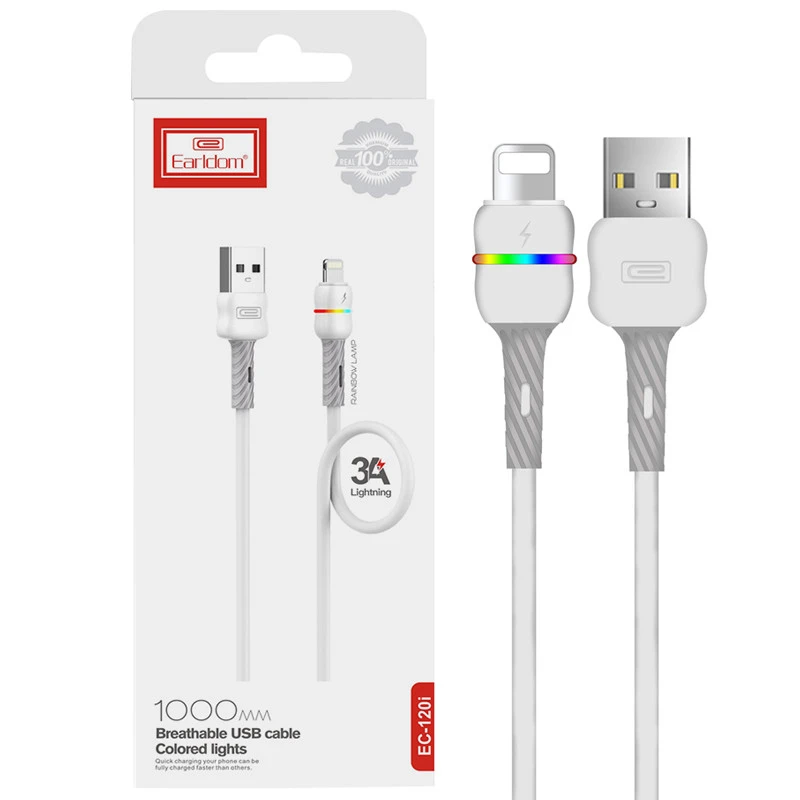 کابل لایتنینگ فست شارژ 3 آمپر ارلدام Earldom EC-120i طول 1 متر