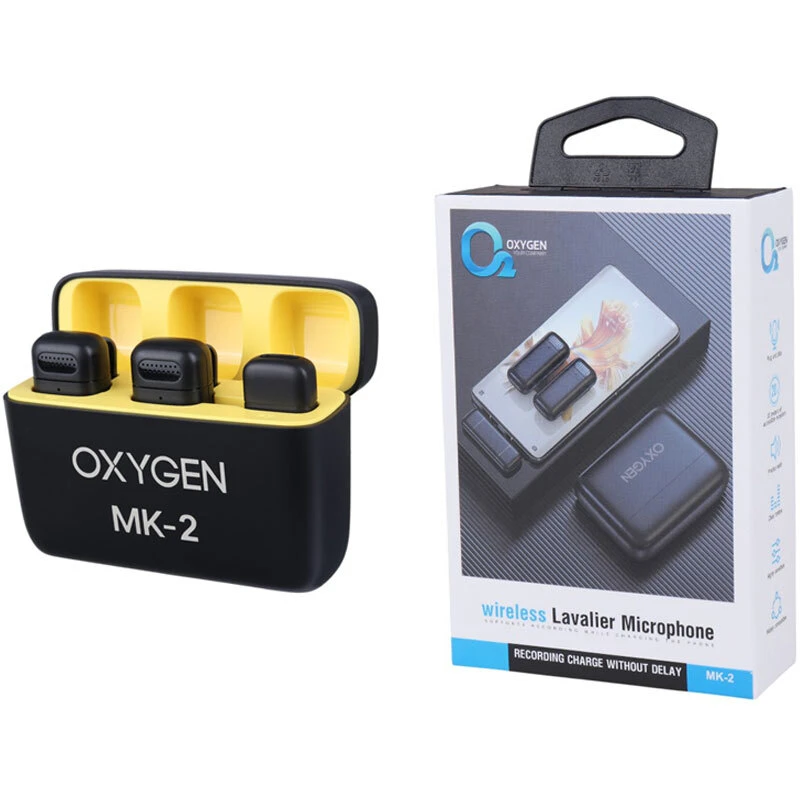 میکروفون یقه ای بی سیم اکسیژن Oxygen MK-2 + تبدیل Type-C To Lightning